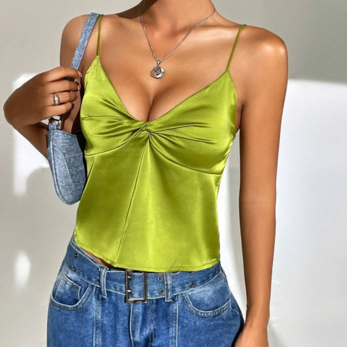 SHEIN - Twist Front Satin Tank top