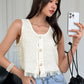 SHEIN - Trim Button Front Sleeveless Blouse