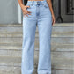 SHEIN - EZwear Brushed Fabric Thermal High Waist Straight Leg Jeans