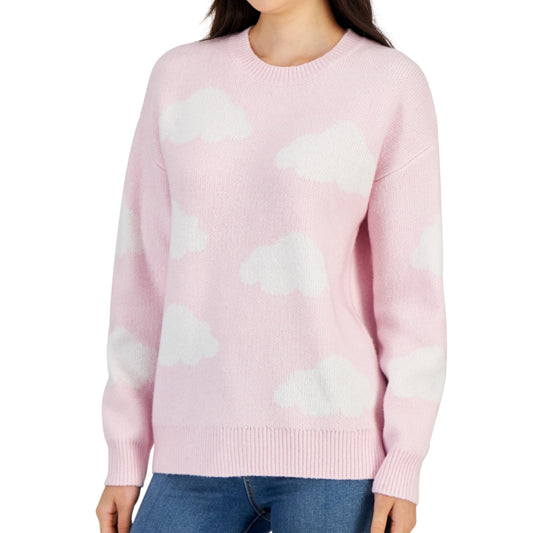 HOOKED UP -  Cloud-Print Long-Sleeve Sweater