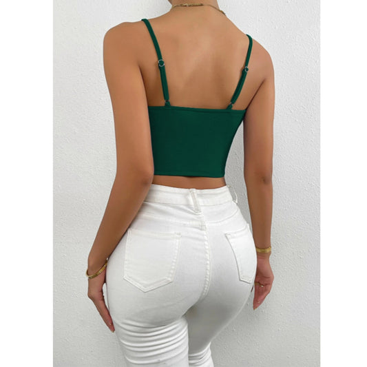 SHEIN - Solid Bustier Crop Cami Tank Top