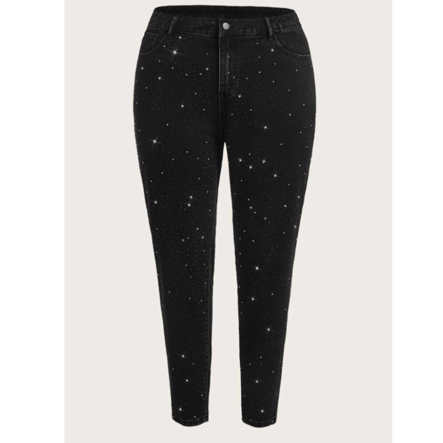 SHEIN - Rhinestone Detail Skinny Jeans