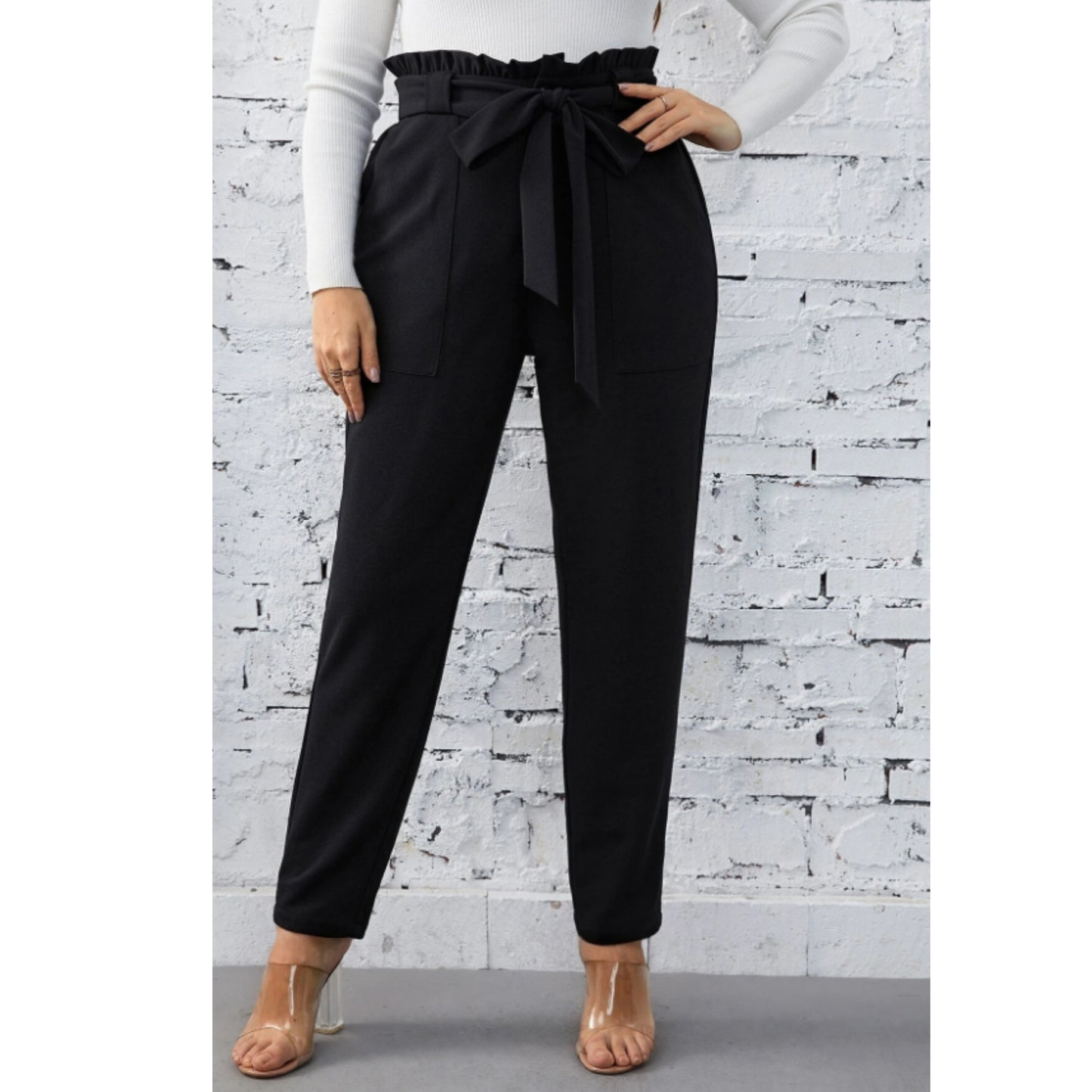 SHEIN - Paperbag Waist Belted Pants