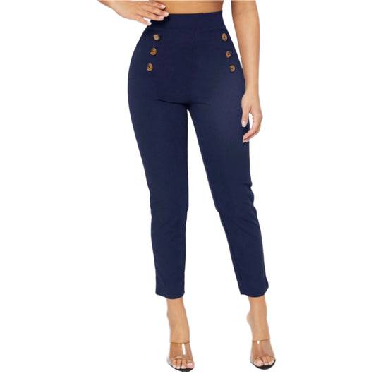 SHEIN - PETITE High Waist Double Button Skinny Cropped Pants