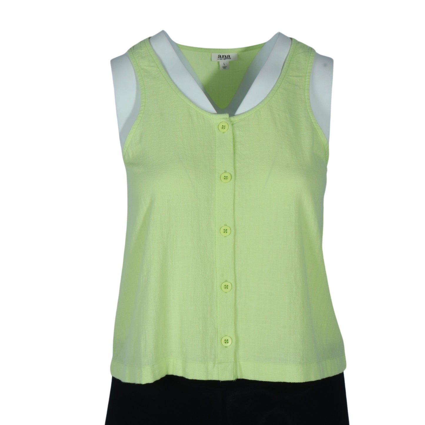 A.N.A Womens Tops L / Green A.N.A - Button Down Tank Top