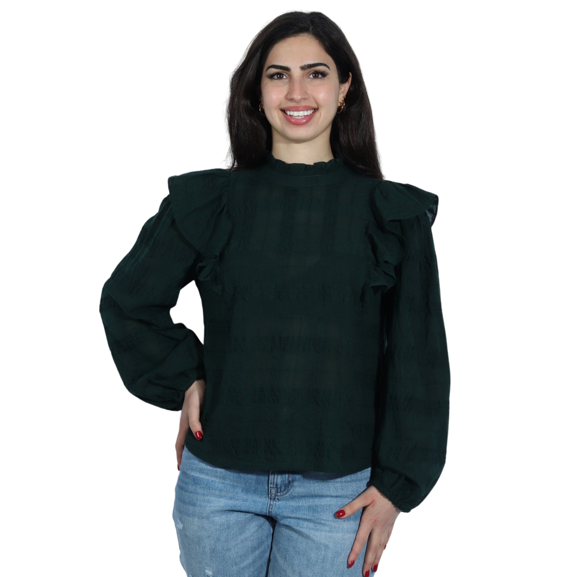 A.N.A Womens Tops M / Green A.N.A - Designed Sleeve Blouse