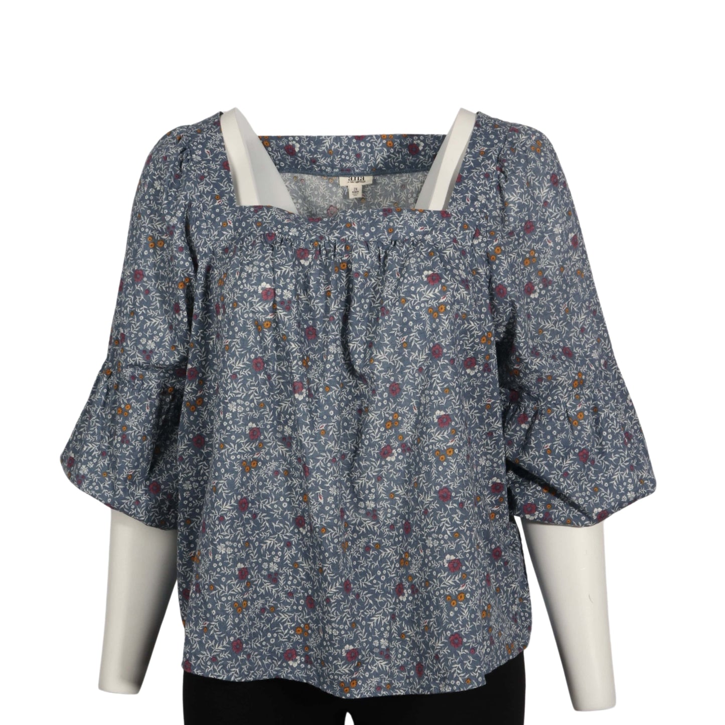 A.N.A Womens Tops XXXL / Multi-Color A.N.A - Floral Peasant Blouse with Bell Sleeves