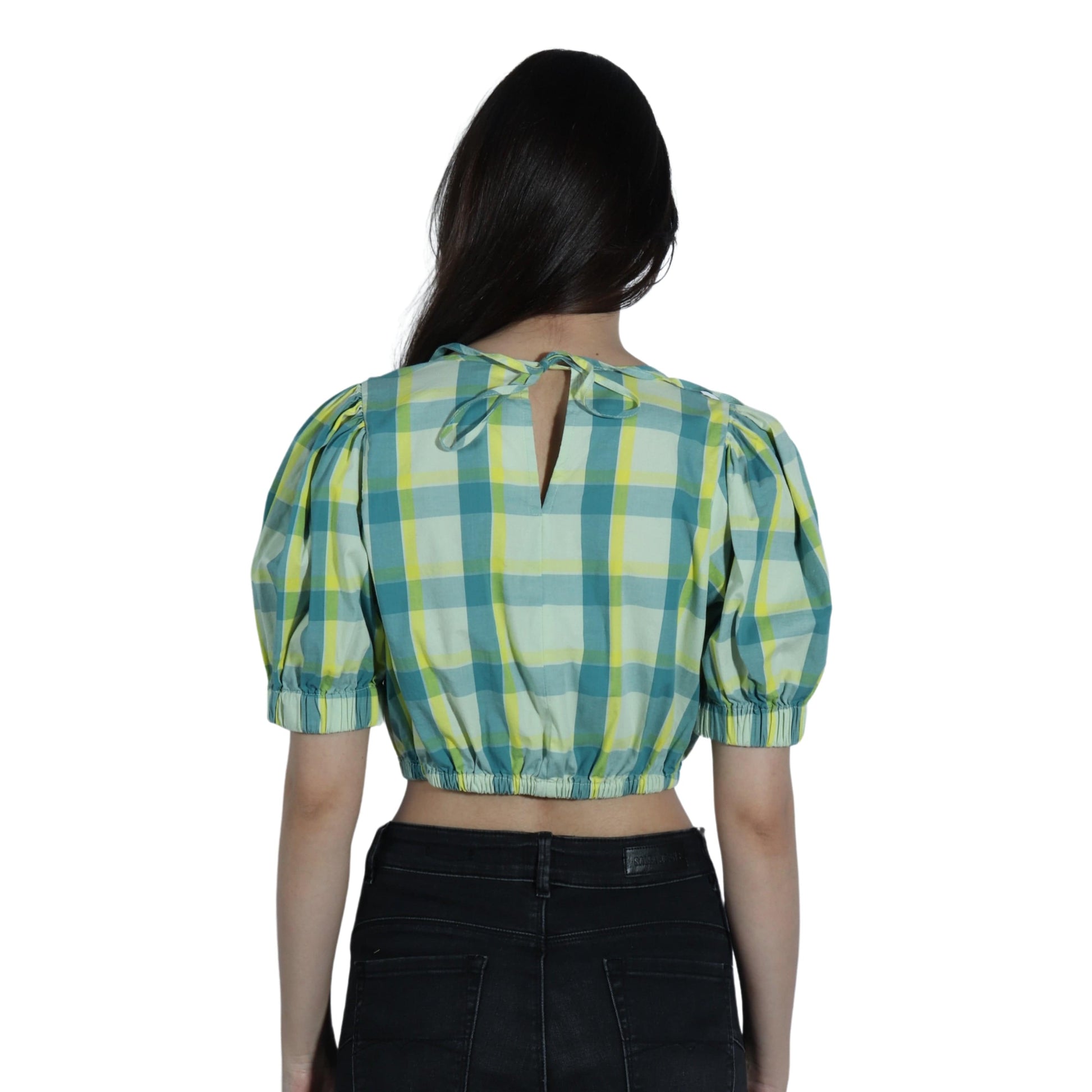 A.N.A Womens Tops A.N.A -  Plaid Round Neck Blouse