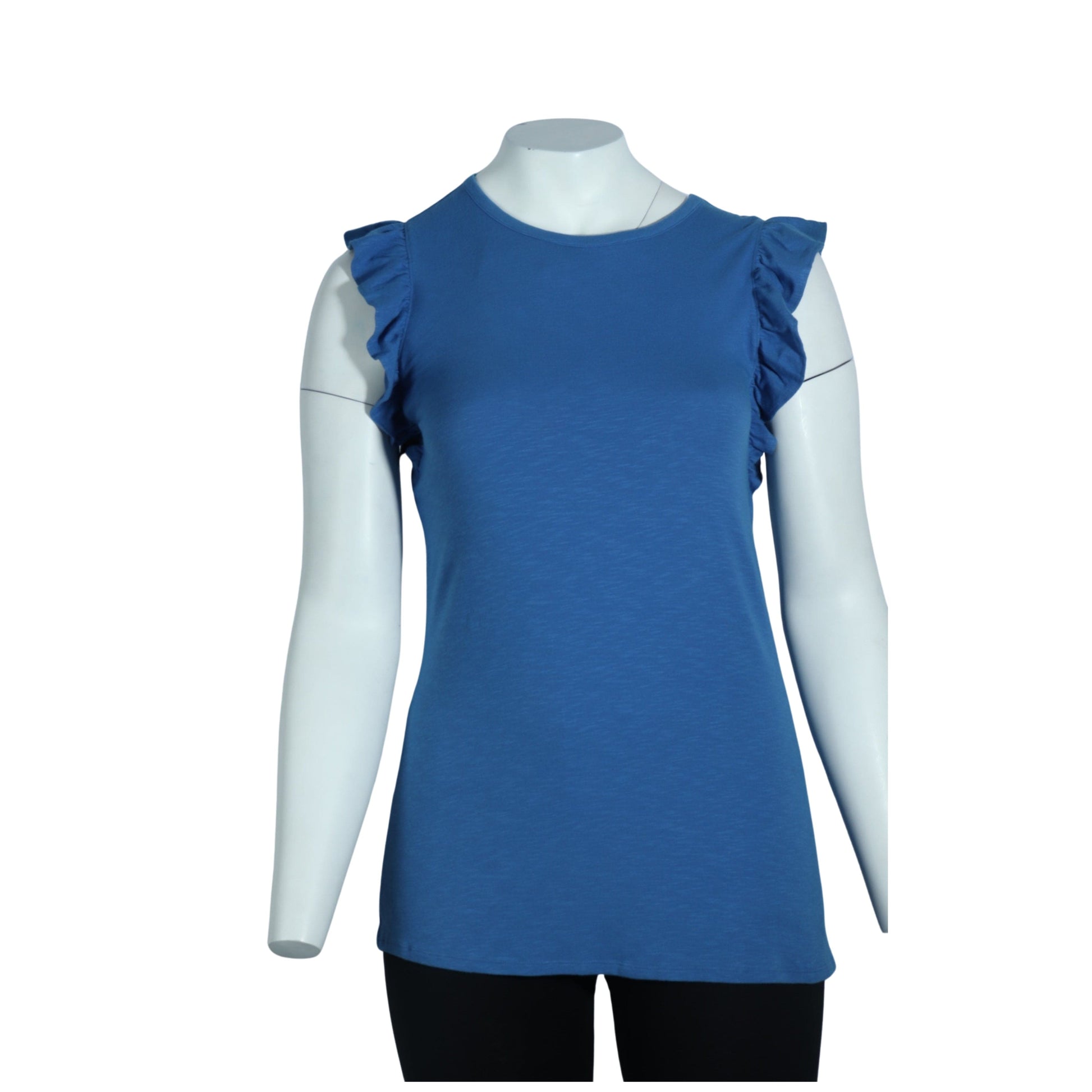 A.N.A Womens Tops Petite XS / Blue A.N.A - Ruffled Sleeveless T-Shirt