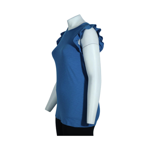 A.N.A Womens Tops Petite XS / Blue A.N.A - Ruffled Sleeveless T-Shirt