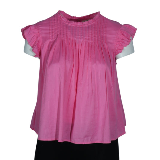 A.N.A Womens Tops XL / Pink A.N.A - Short Sleeve High Ruffle Neck Woven Top