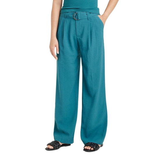 A NEW DAY Womens Bottoms L / Blue A NEW DAY - High-Rise Relaxed Fit Straight Belted Trousers
