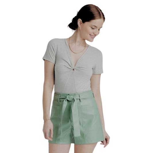 A NEW DAY Womens Tops S / Green A NEW DAY - Short Sleeve V-Neck Linen T-Shirt