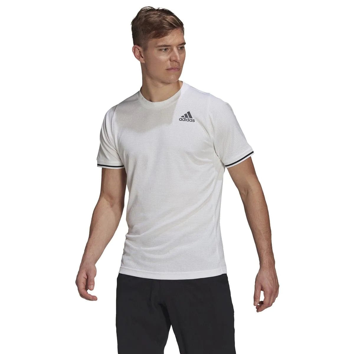 ADIDAS Mens sports L / White ADIDAS - Freelift T-Shirt