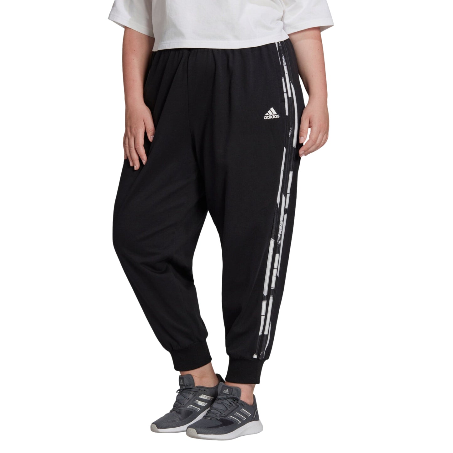 ADIDAS Womens Bottoms XXXL / Black ADIDAS - Plus Size Essentials Print 3-Stripes Joggers