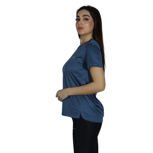ADIDAS Womens sports M / Blue ADIDAS - Three Back Stripes T-Shirt