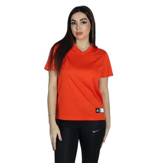 ADIDAS Womens sports M / Orange ADIDAS - V-neck Football T-Shirt