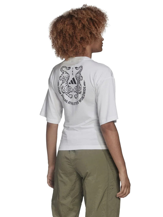 ADIDAS Womens Tops S / White ADIDAS - Graphic T-Shirt