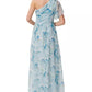 ADRIANNA PAPELL Womens Dress L / Blue ADRIANNA PAPELL - One Shoulder Long Dress