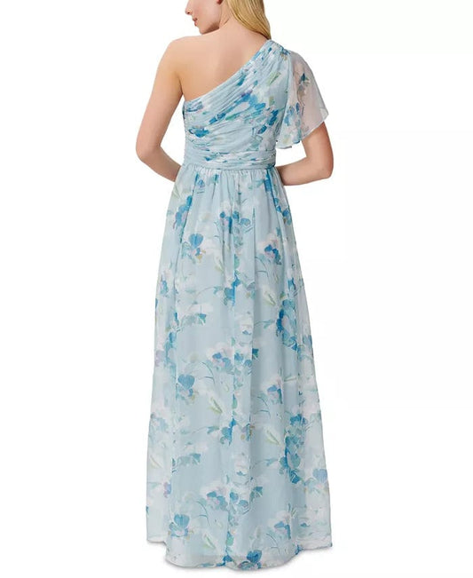 ADRIANNA PAPELL Womens Dress L / Blue ADRIANNA PAPELL - One Shoulder Long Dress