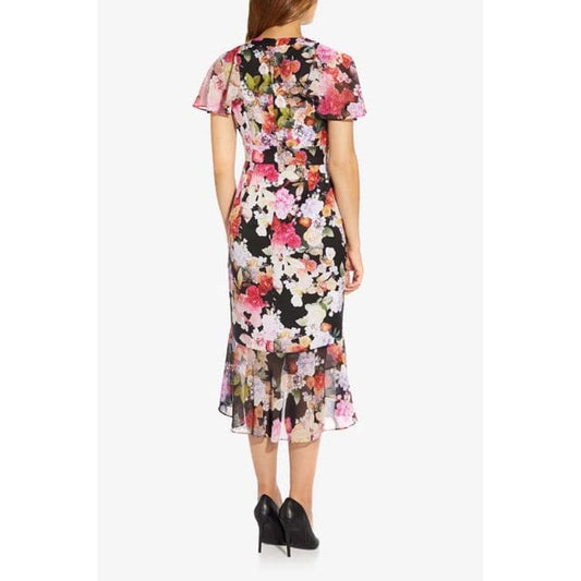ADRIANNA PAPELL Womens Dress M / Multi-Color ADRIANNA PAPELL - Ruffled Maxi Cocktail And Party Dress