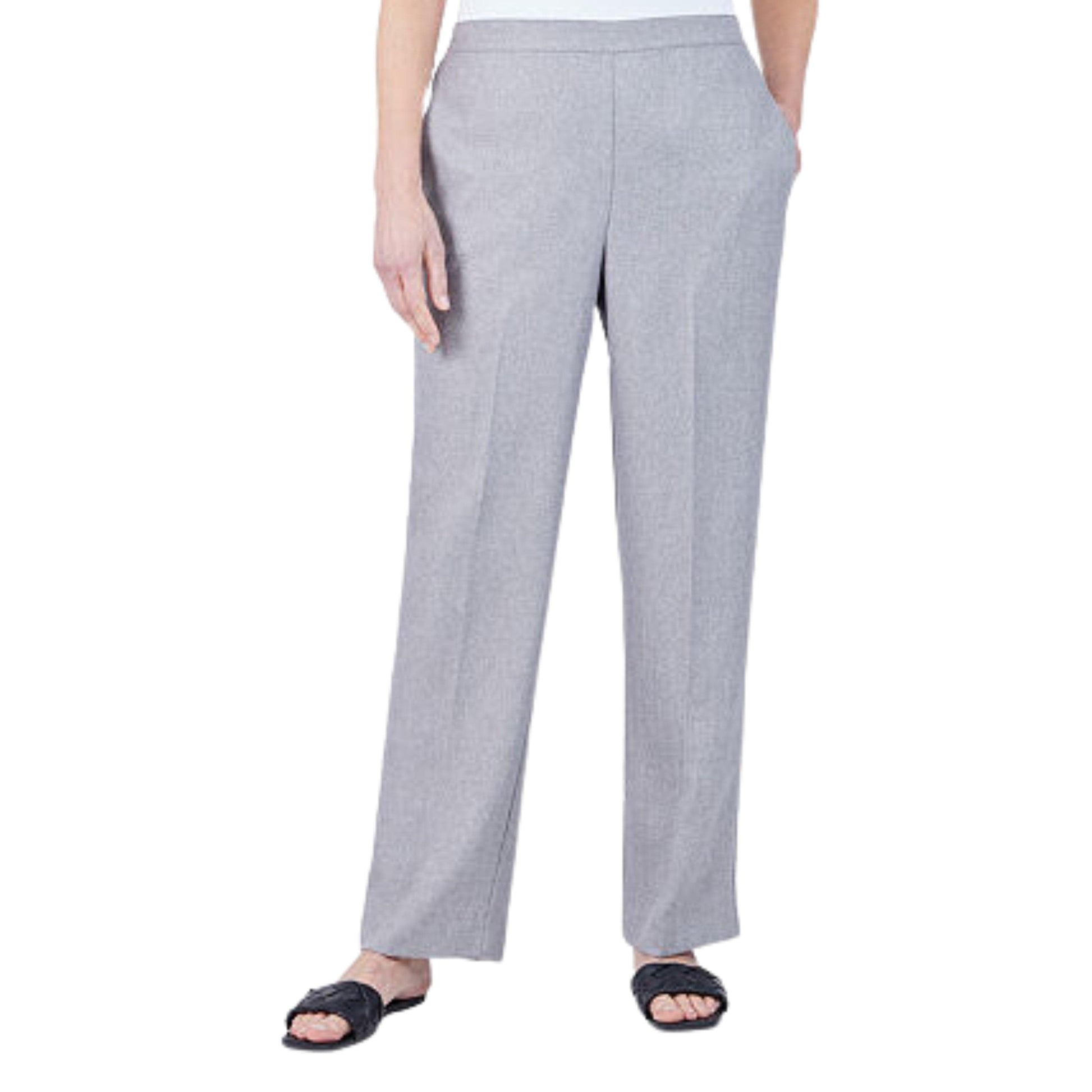 ALFRED DUNNER Womens Bottoms Petite L / Grey ALFRED DUNNER -  Straight Pull-on Pants