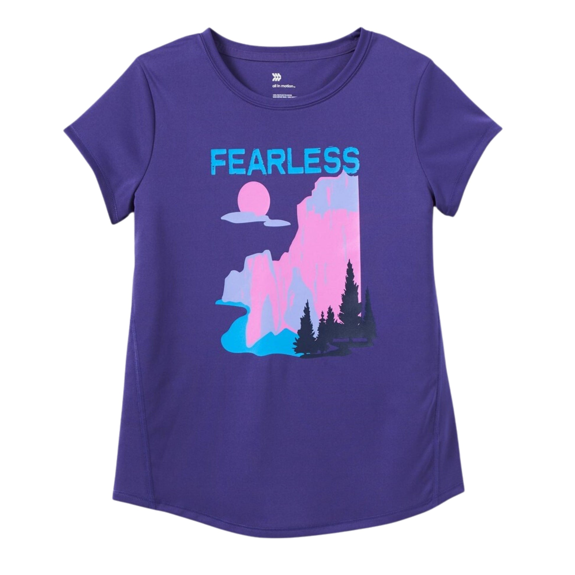 ALL IN MOTION Girls Tops XL / Purple ALL IN MOTION - KIDS - Short Sleeve 'Fearless' Graphic T-Shirt