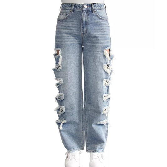 ALMOST FAMOUS Womens Bottoms S / Blue ALMOST FAMOUS -  Cotton Ripped Jeans
