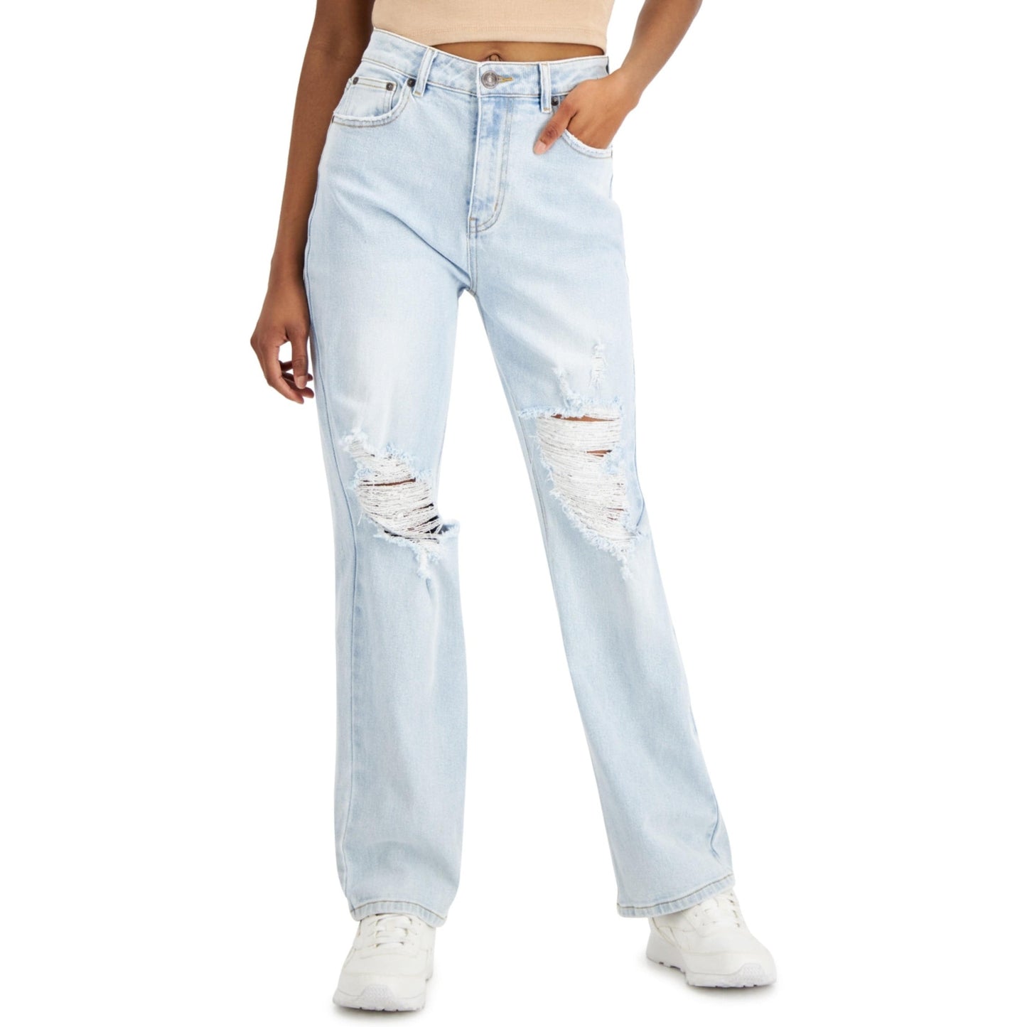 ALMOST FAMOUS Womens Bottoms M / Blue ALMOST FAMOUS - Destructed Ultra High-Rise 90's Jeans