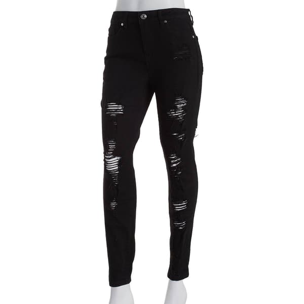 ALMOST FAMOUS Womens Bottoms M / Black / 28-29 ALMOST FAMOUS - High Rise Destructed Skinny Jeans