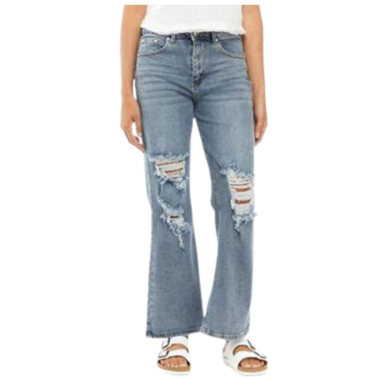 ALMOST FAMOUS Womens Bottoms M / Blue ALMOST FAMOUS - Straight Leg Dad Jeans