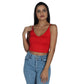 AMISU Womens Tops S / Red AMISU - V Neck Tank Top