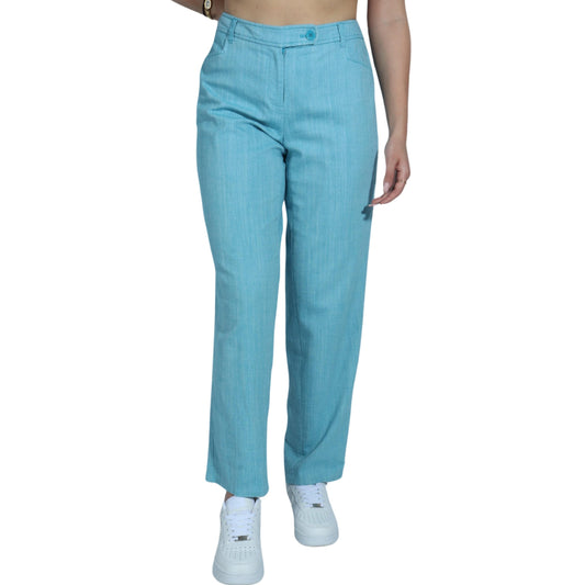 ANNE KLEIN Womens Bottoms M / Blue ANNE KLEIN - Asymmetrical Button Pant