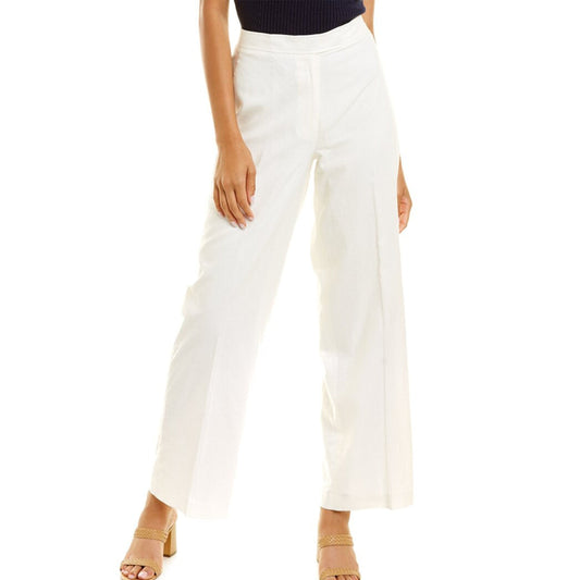 ANNE KLEIN Womens Bottoms L / White ANNE KLEIN -  Fly Front Wide Leg Trouser- Clearance
