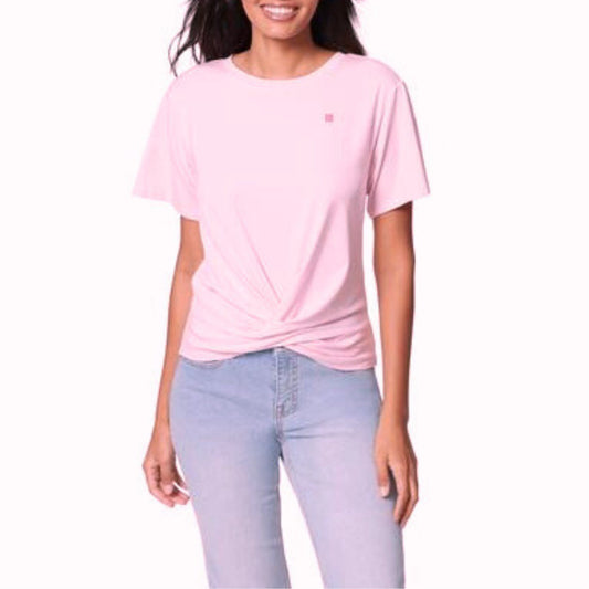 ANNE KLEIN Womens Tops M / Pink ANNE KLEIN -  Twist Front Crewneck T-Shirt