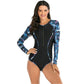 AONIHUA Womens Swimwear XXL / Black AONIHUA -  Long Sleeve Zip Front One Piece Swimsuit
