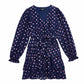 AQUA Girls Dress L / Navy AQUA - KIDS - Long Sleeved Metallic Heart Dress