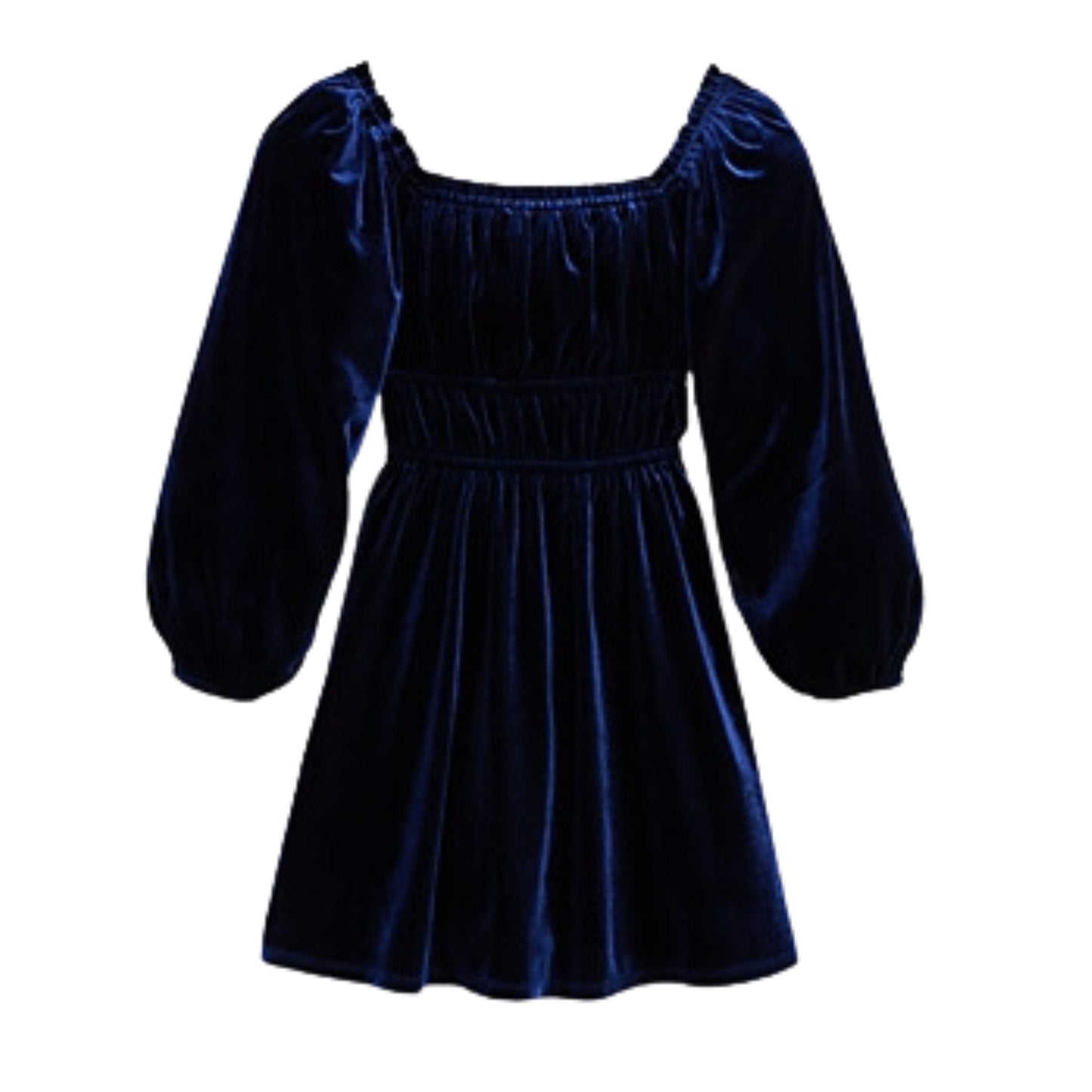 AQUA Girls Dress XXS / Navy AQUA - Velvet Long Sleeved Dress