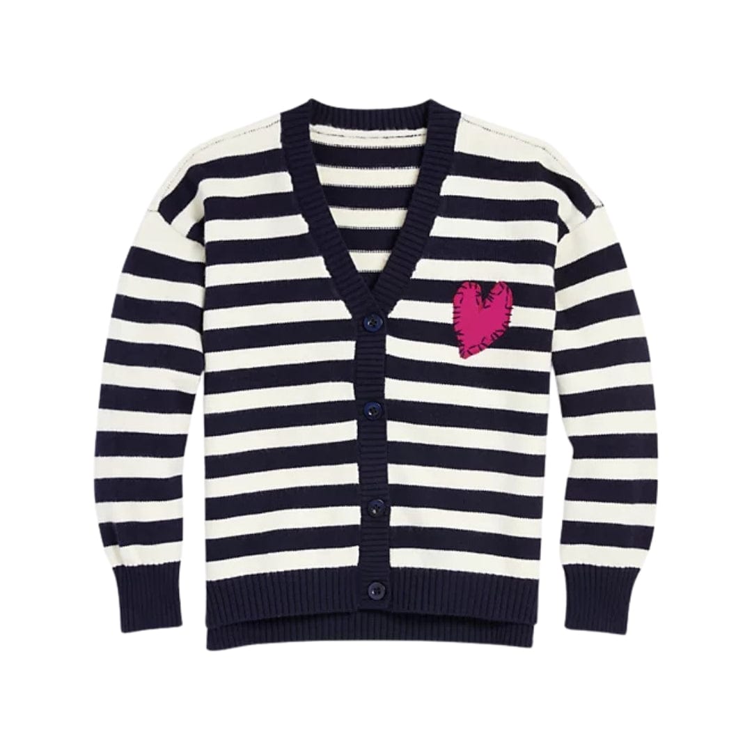 AQUA Girls Jackets AQUA - Kids - Striped Cardigan With Heart Patch