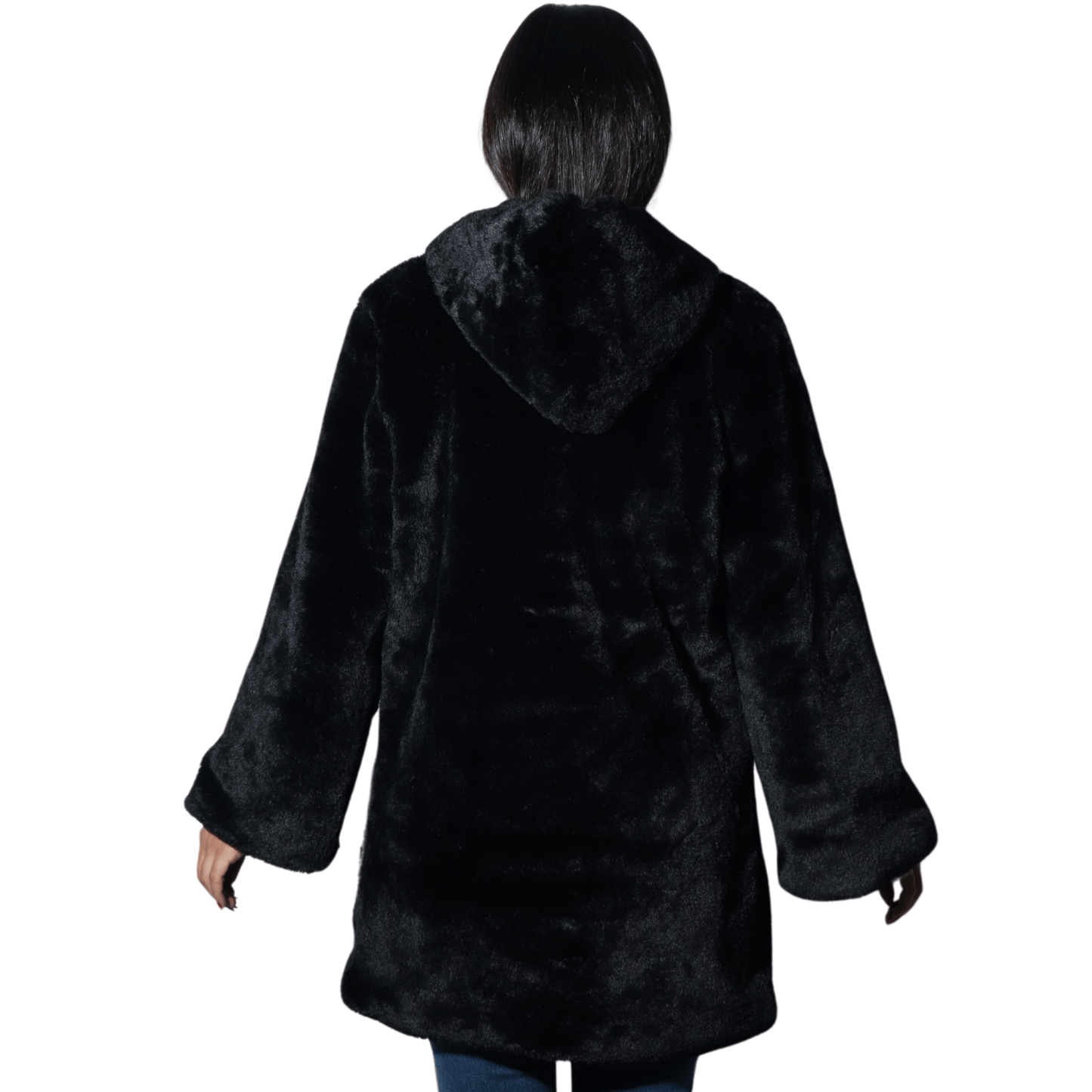 ART LOVE Womens Jackets S / Black ART LOVE - Hooded faux fur jacket