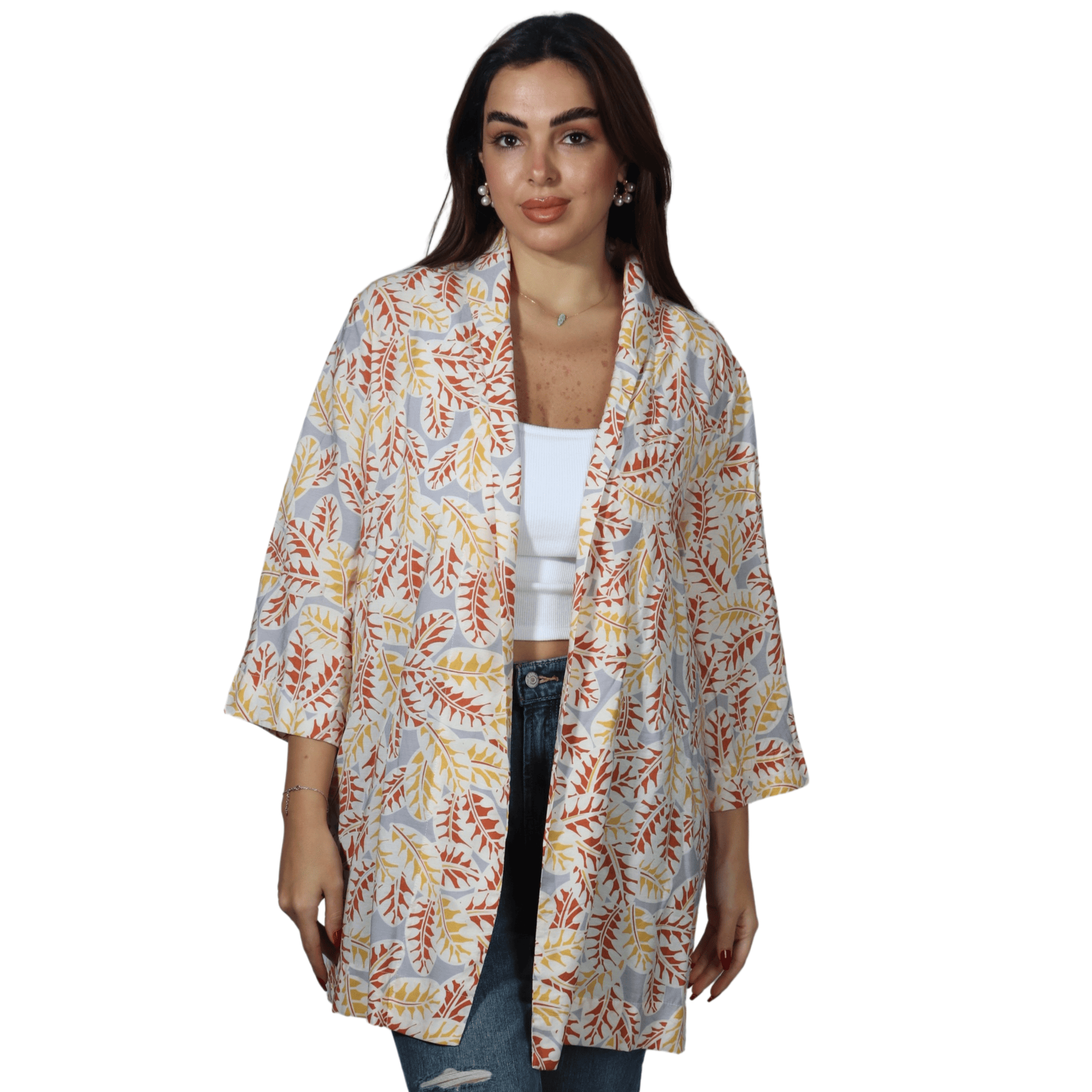 ART LOVE Womens Jackets ART LOVE - Leaf print cardigan