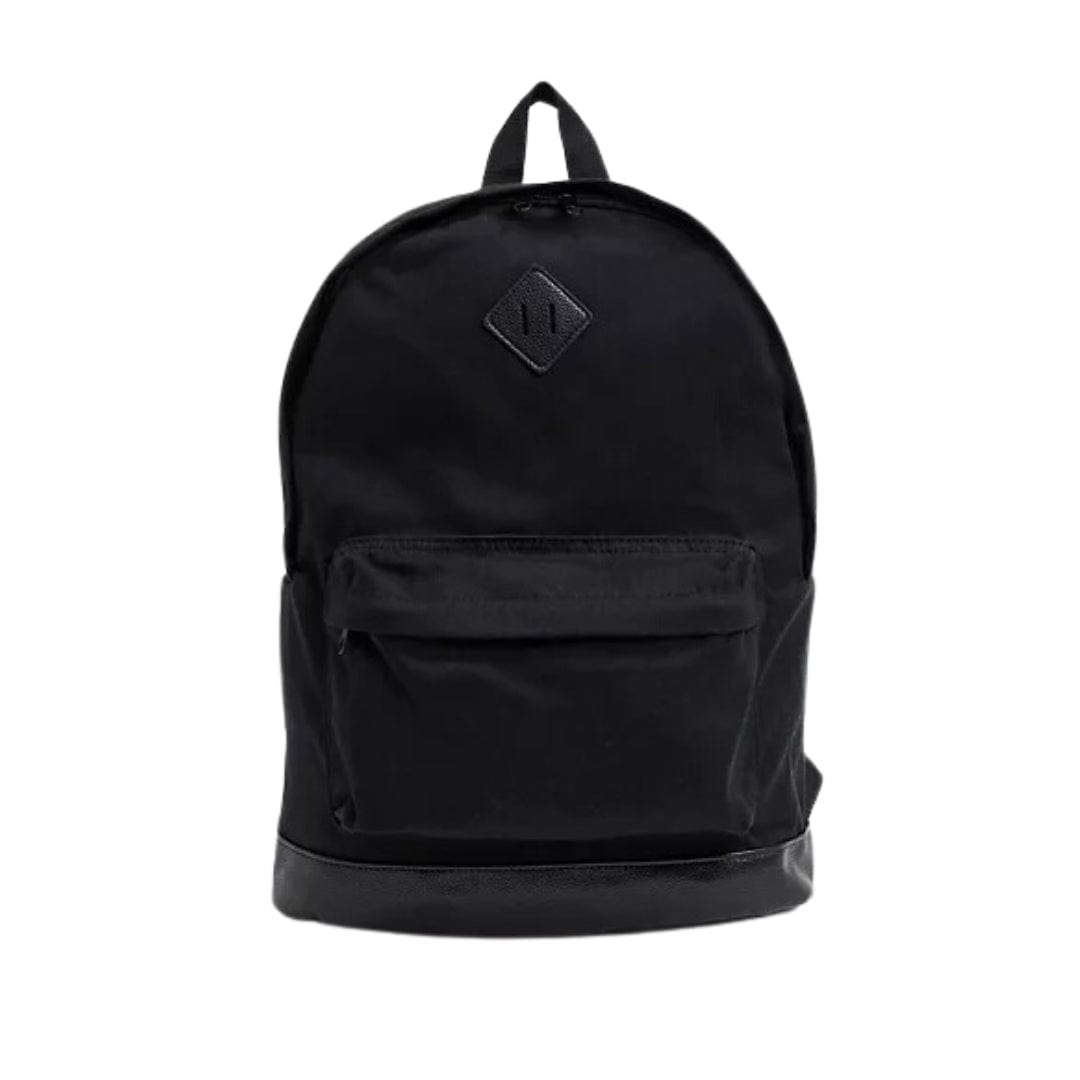 ASOS Men Bags Black ASOS - Canvas Backpack With Faux Leather Base