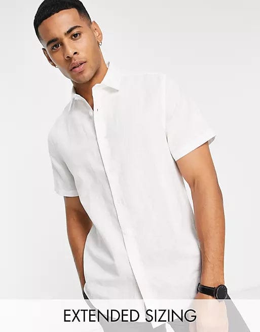 ASOS Mens Tops M Long Tall / White ASOS - Regular Smart Linen Shirt