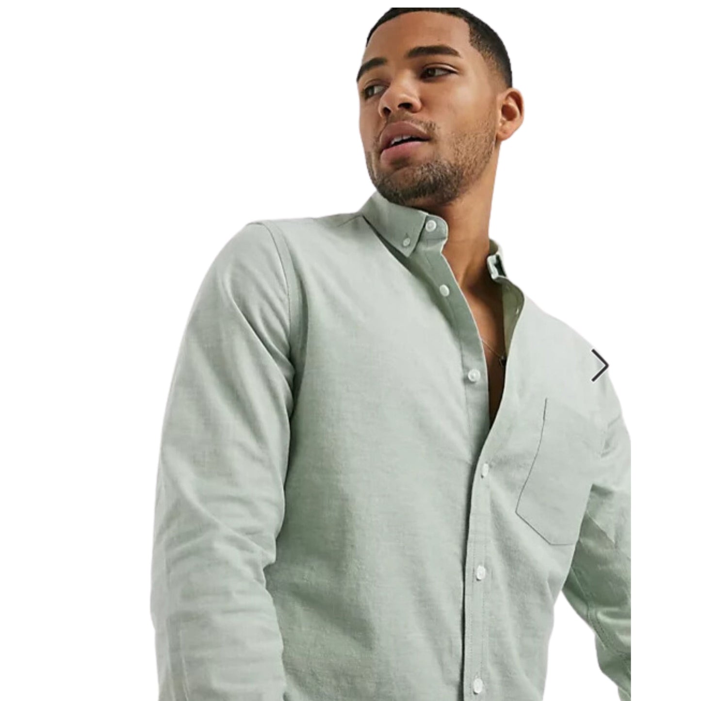 ASOS Mens Tops L / Green ASOS -  Slim fit yarn dye oxford shirt