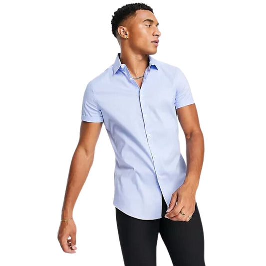 ASOS Mens Tops S / Blue ASOS - Stretch Slim Fit Shirt