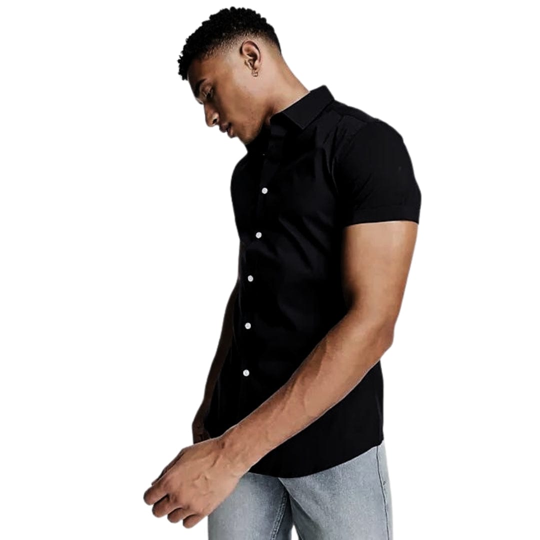 ASOS Mens Tops M Long Tall / Black ASOS - Stretch Slim Fit Shirt