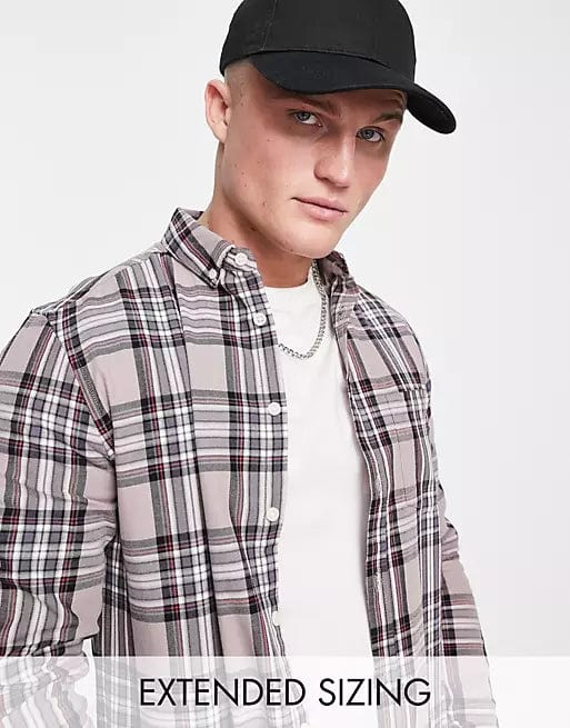 ASOS Mens Tops ASOS - Stretch Slim Plaid Shirt