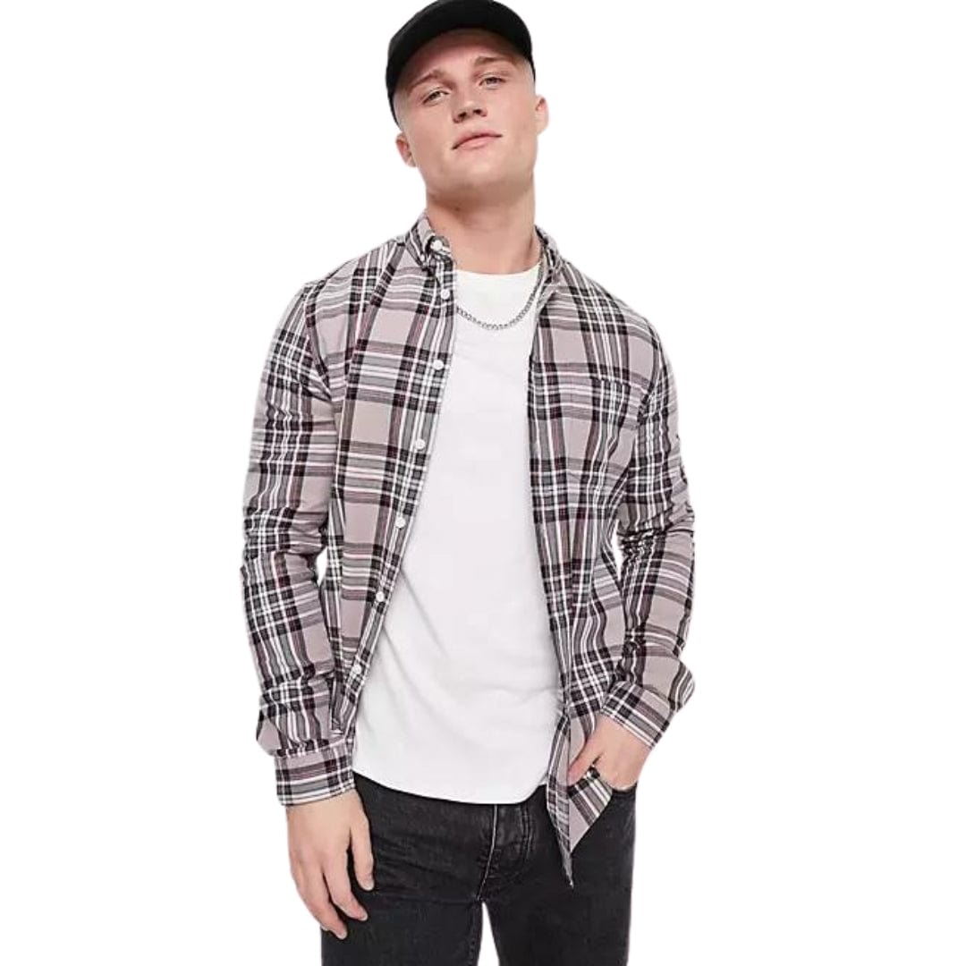 ASOS Mens Tops ASOS - Stretch Slim Plaid Shirt