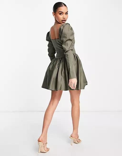 ASOS Womens Dress S / Green ASOS - Bonded Poplin Skater Mini Dress