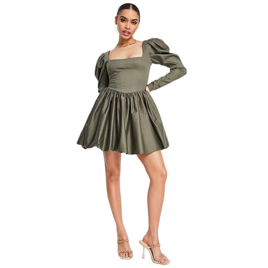 ASOS Womens Dress S / Green ASOS - Bonded Poplin Skater Mini Dress
